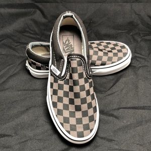 NWOT: Kids Vans Classic Slipon Grey Checker Print